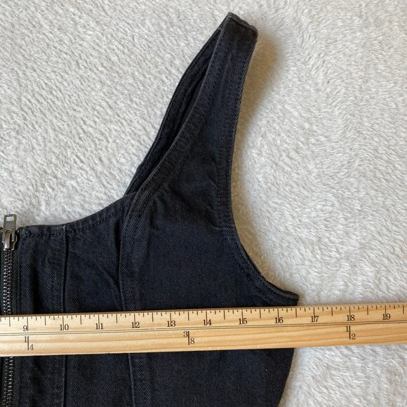 Universal Thread Y2K Black Denim Vest Top Women Size 4 Two Way Zip Coquette NWOT - Picture 8 of 9